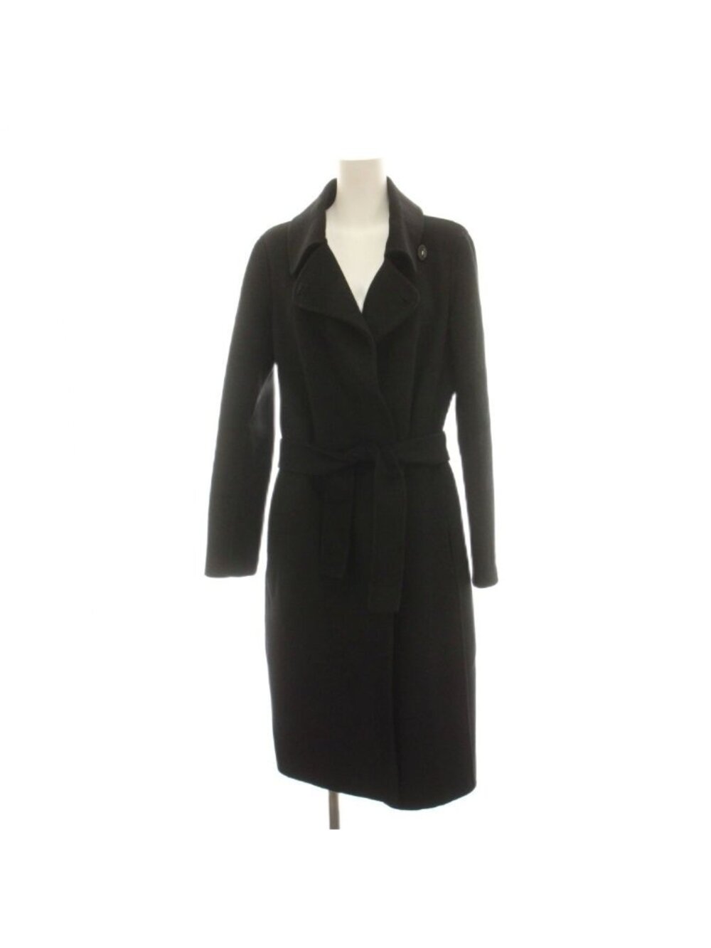 Max Mara Studio Long Coat Wool Cashmere Blend Black Sleeve M